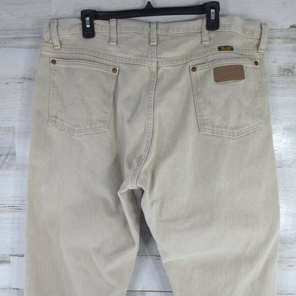WRANGLER 13MWZTN MEN'S SIZE 40X30 PREWASHED TAN COWBOY CUT ORIGINAL FIT JEANS - Picture 7 of 16